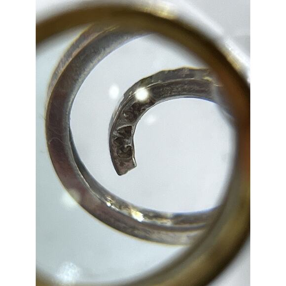 Vintage Signed CA 925 Sterling Silver Hammered Swirl Twirl Dangle Post Earrings - Picture 7 of 12